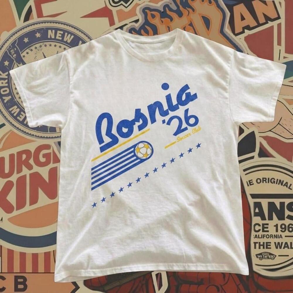 Bosnia 26 Soccer Club White T-Shirt With Blue Text And Graphic